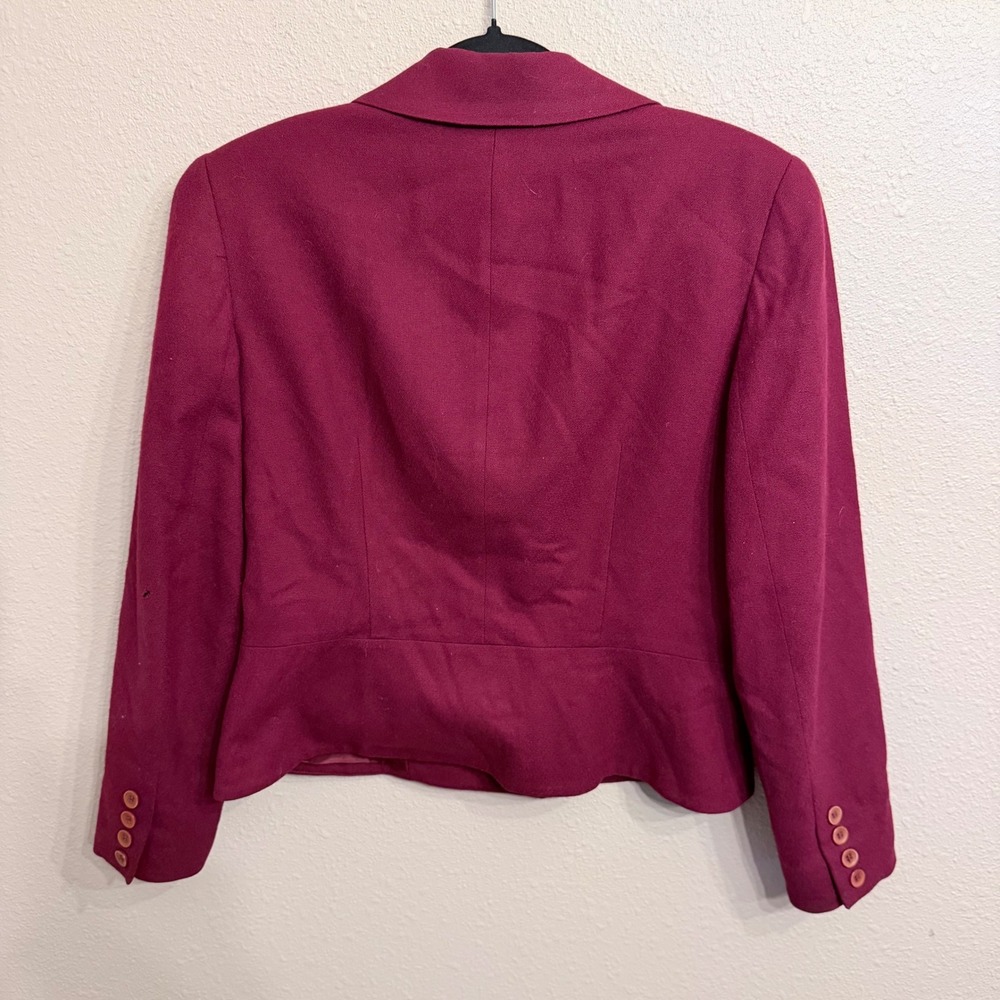 Vintage Pendleton Petite Magenta 100% Virgin Wool Double Breasted Blazer Sz 10P - Picture 2 of 8